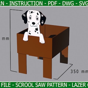 Dalmatiner Hund Übertopf - Dekupiersägemuster - Diy Holz Projekt - Laserschnitt - SVG, DXF, PDF, cdr -