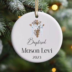 Personalized baptism ornament, custom baptism gift, goddaughter gift, godson gift, keepsake ornament Christmas gift for parents, Christian