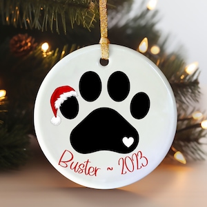 Personalized dog name ornament, custom gift for dog owner, remembrance ornament, pet name keepsake ornament, dog lover Christmas ornament