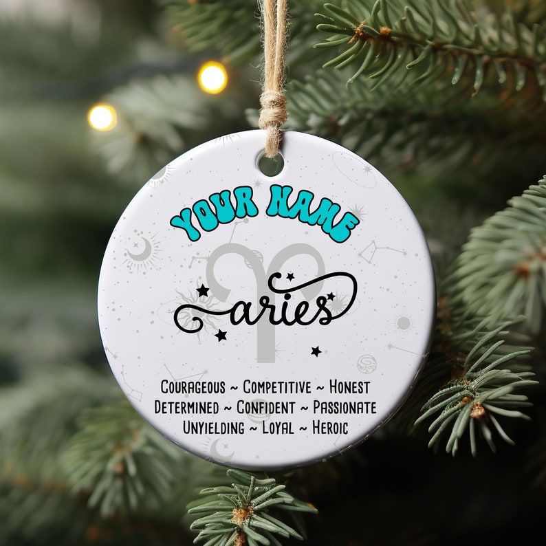 Zodiac Sign Christmas Ornaments, Zodiac Sign Keepsake, Personalized