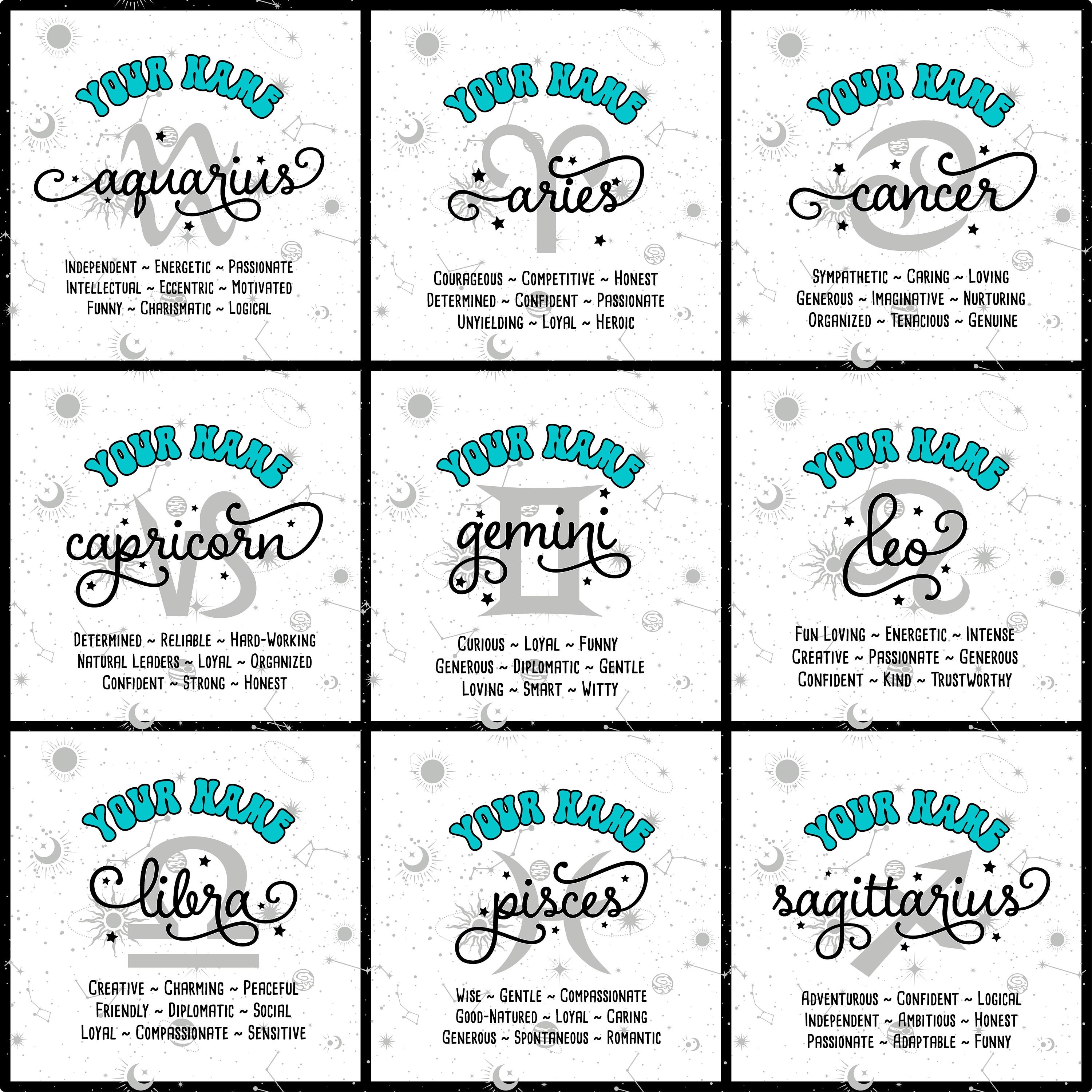 Zodiac Sign Christmas Ornaments, Zodiac Sign Keepsake, Personalized