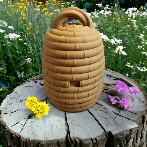 Bee Skep Geocache 5 inches tall | Cache Stash Container w/ Log | Geocaching Hide | Unique | Hidden Compartment | Favorite Points Await You!