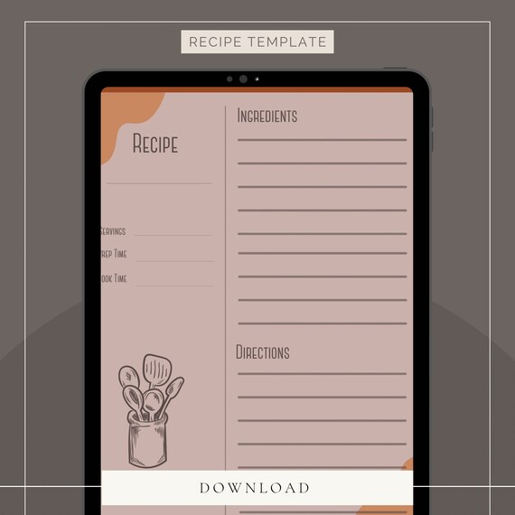 Recipe Template - Etsy