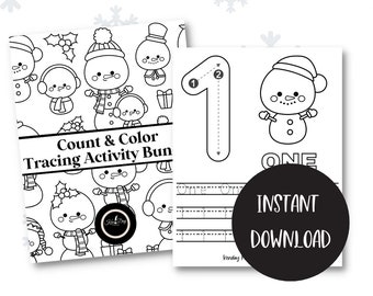 Winter Theme Count, Color and Tracing Bundle
