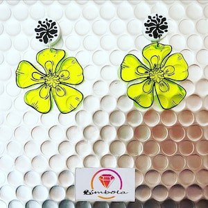 Pendientes Flor flower earrings Pendientes metacrilato methacrylate earrings pendientes Fluor lime earrings pendientes fosforitos fluorine