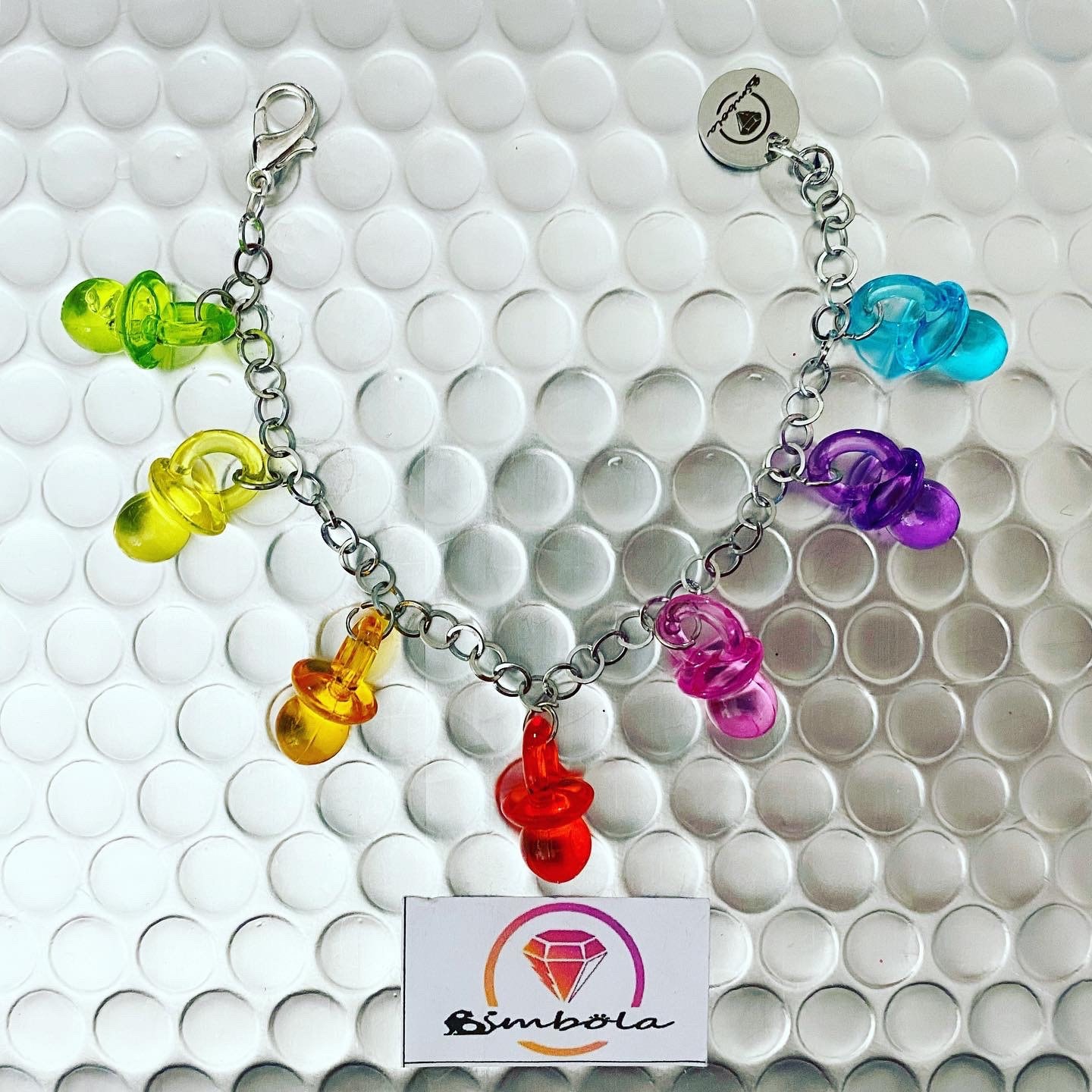 Pacifier bracelet pacifier bracelet eighties bracelet pacifier wristband steel chain funny bracelet colorful bracelet resin