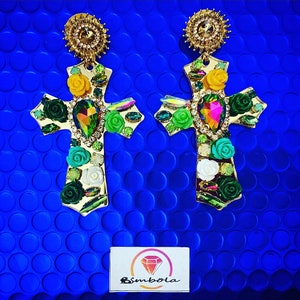 Pendientes flores flower earrings Pendientes dorados gold earrings pendientes Cruz cross earrings pendientes verano summer earrings golden