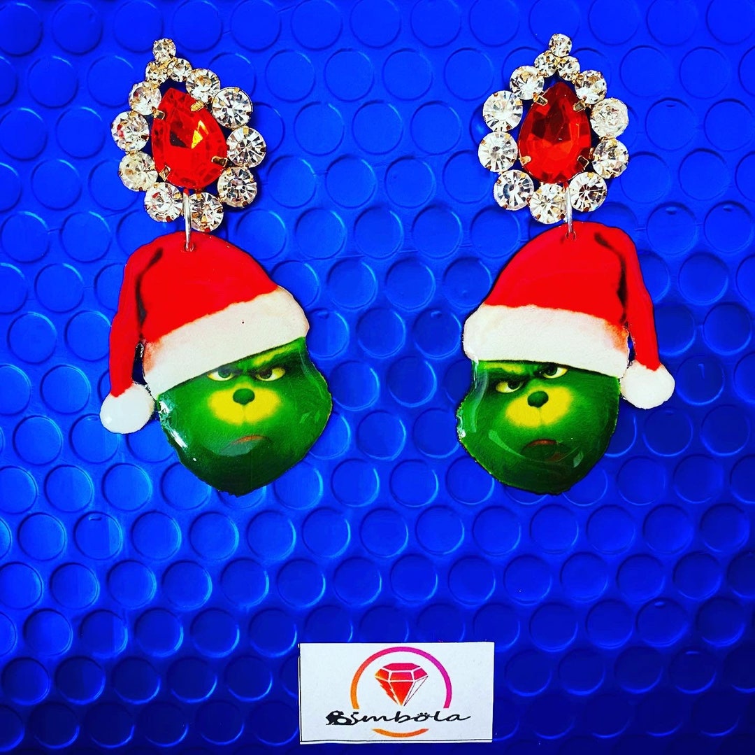 Earrings Grinch Earrings Christmas Earrings Cartoon Earrings Etsy