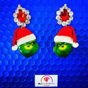 Grinch oorbellen Kerst oorbellen cartoon oorbellen freak oorbellen Kerst oorbellen damescadeau Kerstketting Kerstring