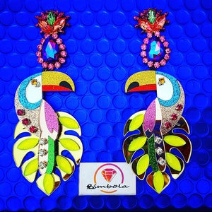 Bird earrings bird earrings Methacrylate earrings acrilic earrings toucan earrings toucan earrings tropical earrings tropical