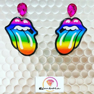 Regenbogen-Ohrringe, Regenbogen-Ohrringe, LGBT-Ohrringe, Gay-Pride-Ohrringe, Pride-Ohrring, Zungenohrringe, Rock-Ohrringe, rollend