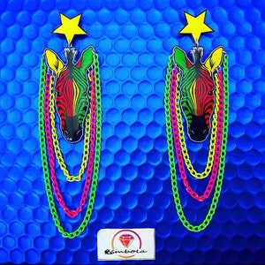 Zebra earrings earrings fluor fluorine earrings earrings pop earrings Earrings chains chain earrings Women's earrings