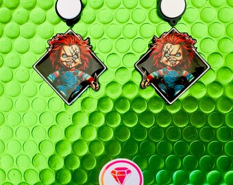 Knife earrings, Chuck earrings, Tiffany cartoon earrings, Halloween earrings, creepy earrings