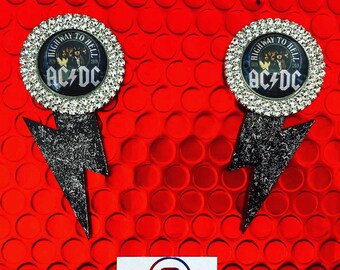 Lightning bolt earrings, rock and roll earrings, acrylic earrings, rock earrings, AC/DC earrings