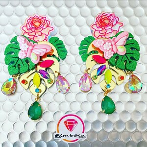 Pendientes Flores flower earrings Pendientes metacrilato Pendientes monstera earrings pendientes verano pendientes tropical earring
