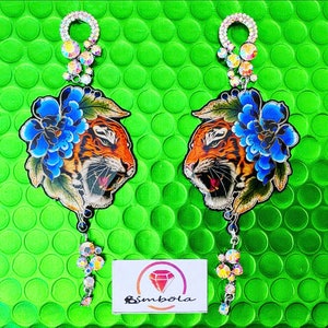 Boucles d’oreilles tigre boucles d’oreilles japonaises Boucles d’oreilles brillantes Boucles d’oreilles tatouage boucles d’oreilles femme chaîne boucles d’oreilles tigre boucles d’oreilles