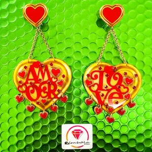 Heart earrings heart earrings love earrings chain earrings Valentine's Day earrings