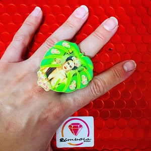 Anello fiore Frida anello fiore anello tropicale anello monstera anello estivo anello estivo anello regolabile Anello Frida Kalho
