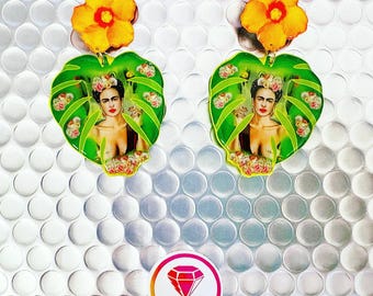 Frida earrings Tropical earrings Kalho earrings Summer earrings Summer earrings Monstera earrings