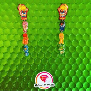 Cartoon oorbellen cartoon oorbellen comic oorbellen eighties oorbellen 80s vrouw oorbellen regenboog oorbellen