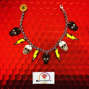 Pulsera calaveras skull bracelet brazalete pulsera ochentera skull wristband cadena de acero funny bracelet colorful bracelet pulseras rayos