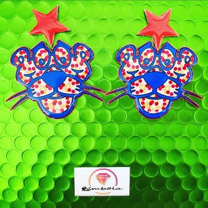 Panther earrings panther earrings funny earrings colorful earring cartoon earrings flower earrings Pop art earrings