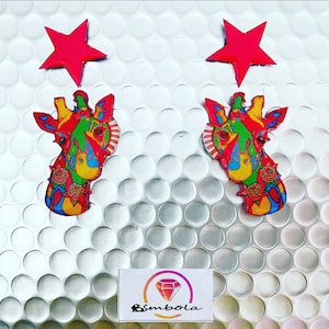Pendientes jirafa giraffe earrings traditional tattoo earrings colorful earring pendientes que no pesan pendientes coloridos flower earrings