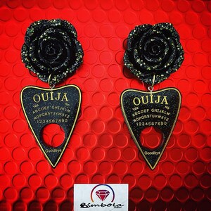 Pendientes flor flower earrings Pendientes ouija earrings Pendientes resina pendientes cómodos pendientes Halloween earrings
