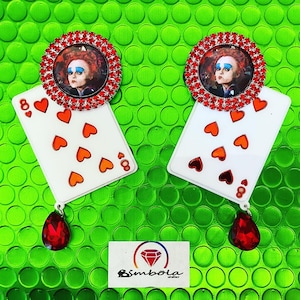 Boucles d'oreilles cartes de poker Boucles d'oreilles reine Boucles d'oreilles reine Boucles d'oreilles coeur Boucles d'oreilles dessin animé Boucles d'oreilles dessin animé