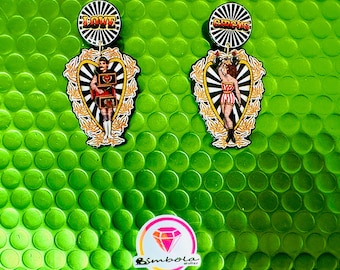 Circus earrings circusearrings resin earrings funny earrings freak earrings custom earrings Retro earrings vintage earrings