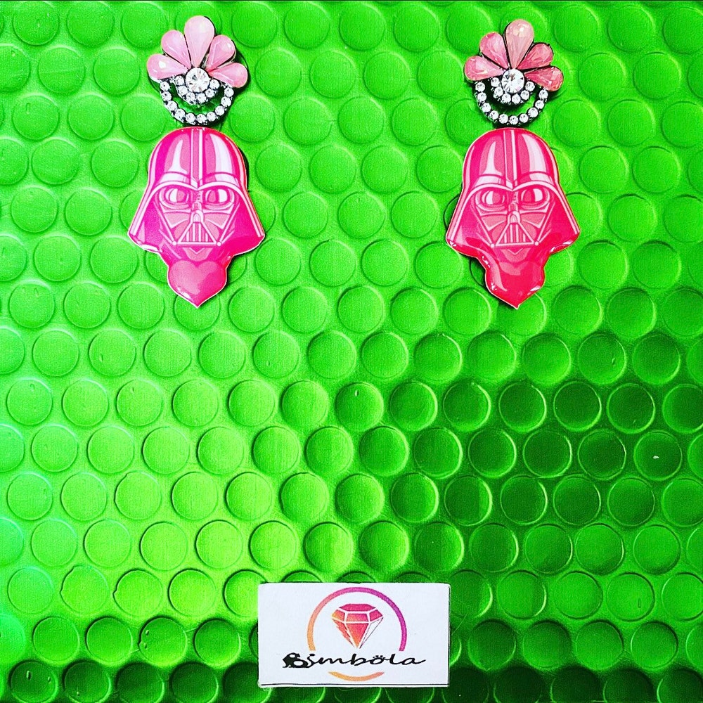 Fuchsia Earrings Pink Earrings Warrior Earrings War Earrings Galaxy Vader Earrings Earrings Star Wa Earrings Dart Alwasky