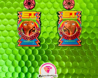 ET earrings comic earrings Extraterrestrial earrings iridescent earrings resin earrings cartoon earrings nostalgic earrings