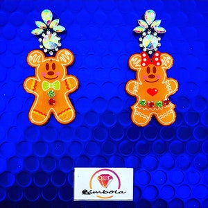 Boucles d’oreilles biscuits en pain d’épices boucles d’oreilles de Noël en pain d’épices boucles d’oreilles de dessin animé boucles d’oreilles monstres boucles d’oreilles de Noël cadeau femme collier de Noël