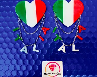 Flag earrings, flag earrings, country earrings, Italy earrings, Italy earrings, custom earrings, personalized women's earrings with image