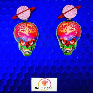 Pendientes mujer boucles d'oreilles extraterrestres boucles d'oreilles en résine boucles d'oreilles drôles boucles d'oreilles freak boucles d'oreilles personnalisées boucles d'oreilles martiennes boucles d'oreilles Mars boucles d'oreilles