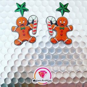 Peperkoek cookie oorbellen peperkoek Kerst oorbellen cartoon oorbellen freak oorbellen Kerst oorbellen cadeau vrouw Kerst ketting