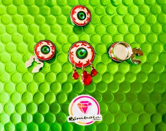 Eye button cover, eye cufflinks, personalized cufflinks, creepy eye cover, custom button, Ente Shop design, Halloween brooch, button covers