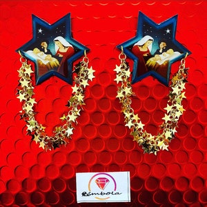 Earrings Star star earrings Birth earrings pending chains christmas earrings woman chain earrings Christmas