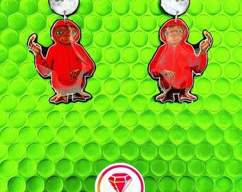 Alien earrings, resin earrings, creepy earrings, custom earrings, ET earrings, extraterrestrial earrings, Martian phone earrings