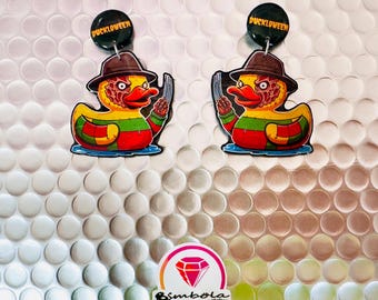 Rubber Duck Earrings Rubber Duck Earrings Halloween Earrings Spooky Earrings Creepy Earring Bathing Duck Aretes