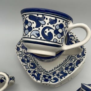 Espresso cup, mocha, coffee cup, coffee mug, coffee service with floral design, hand-painted, blue and white, set, Moroccan cups, Fez