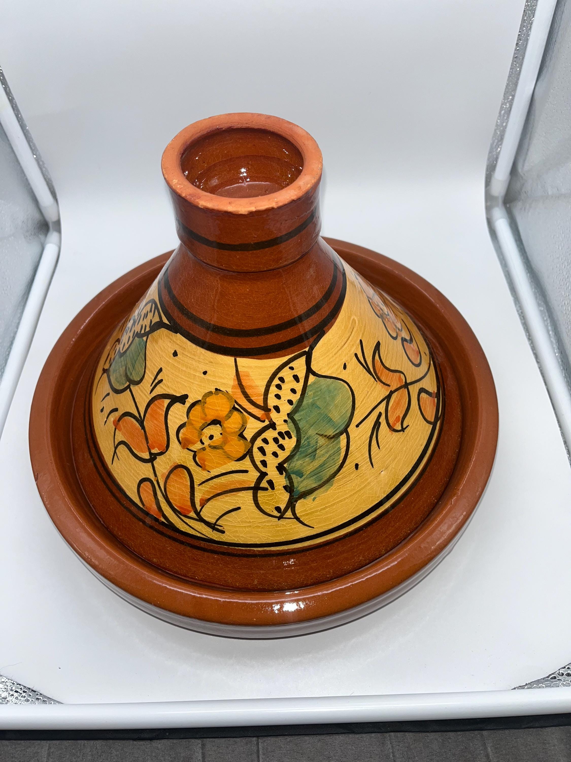 Tajine Marocain En Terre Cuite 35 Cm Peint à La Main - Pour 5/6 Personnes + Ebook Recettes Offert