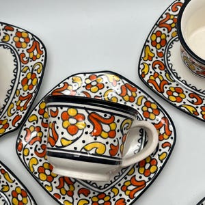 Espresso cup, mocha, coffee cup, coffee mug, coffee service with floral design, hand-painted, blue and white, set, Moroccan cups, Fez