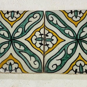 6*6 inches, Moroccan Zellige, Moroccan tiles handmade and hand painted, decorative tiles 15/15 cm, Moroccan tiles.