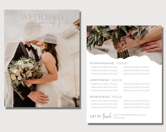 Photography Pricing Guide | Wedding Price List | Photography Pricing Guide Template | Photographer Pricing Sheet | CANVA Template