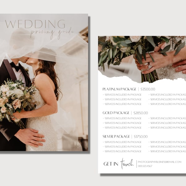 Photography Pricing Guide | Wedding Price List | Photography Pricing Guide Template | Photographer Pricing Sheet | CANVA Template