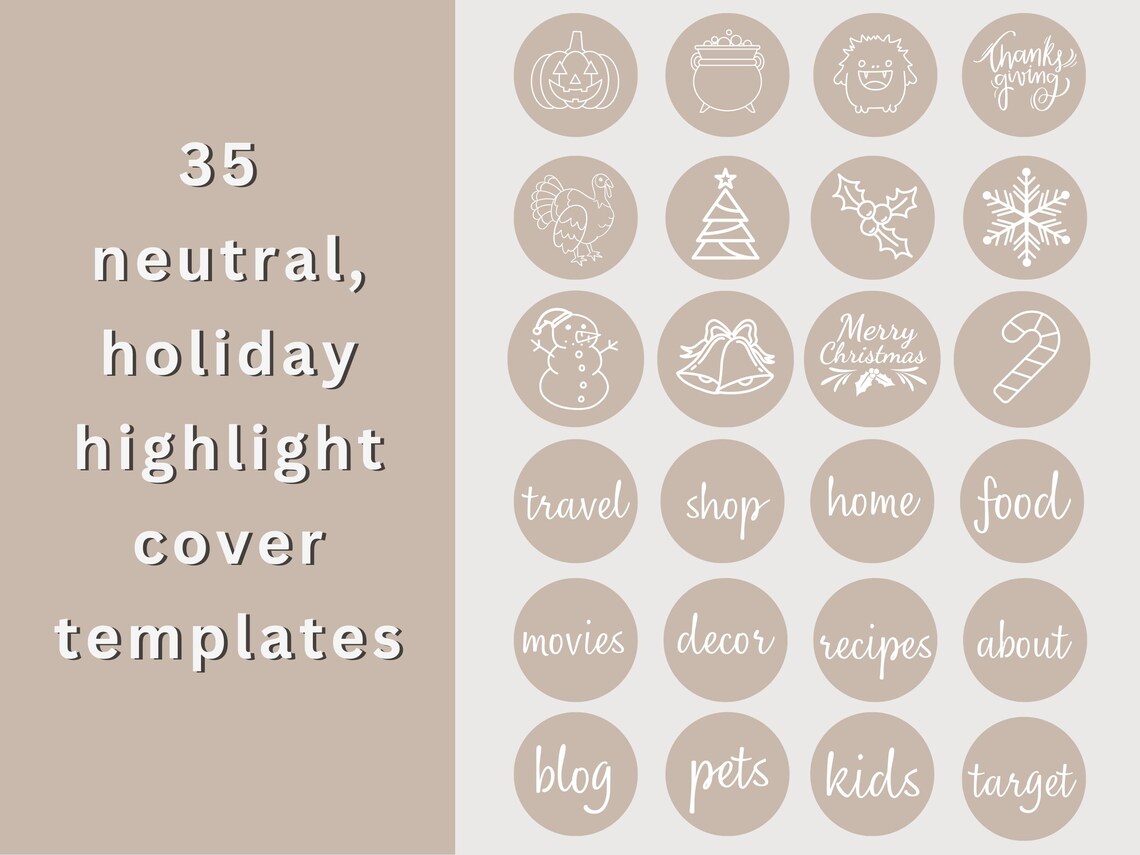 Holiday Highlight Cover Template | Highlight Covers | Neutral Highlight ...