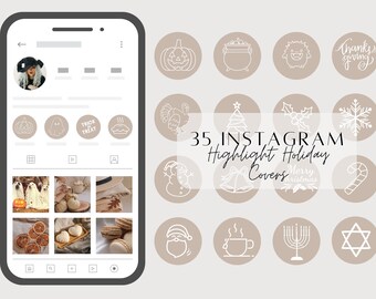 Holiday Highlight Cover Template | Highlight Covers | Neutral Highlight Covers | Instagram Template | Canva | Social Media