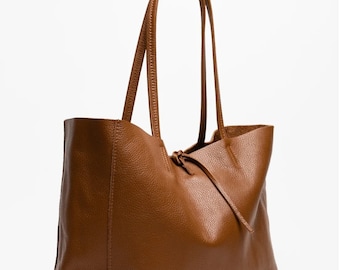 Sac fourre-tout en cuir. Sac CAMEL. Sac cabas camel. Sac fourre-tout doré. Cuir véritable. Sac en cuir souple