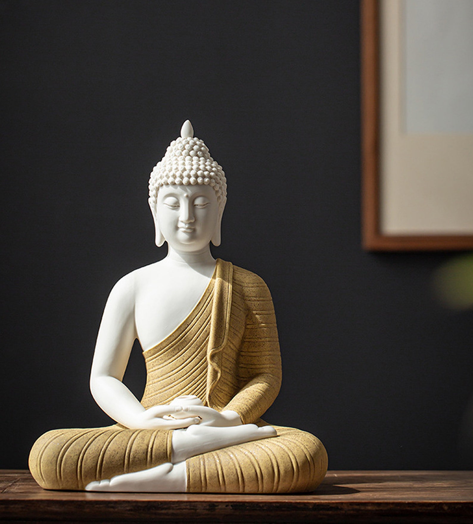 Porcelain Buddha Statue With LED Light Meditation Buddha Etsy